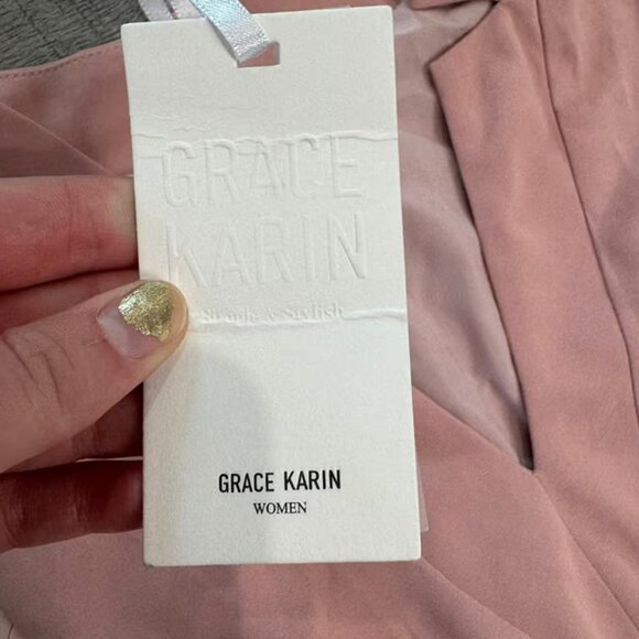 Grace Karin NWT pink pleated sleeveless dress tie belt V-neck size small D50 - Picture 3 of 7